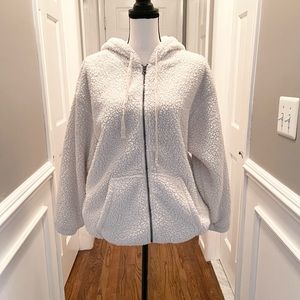 American Eagel faux fleece/sherpa white zip up pullover top size small